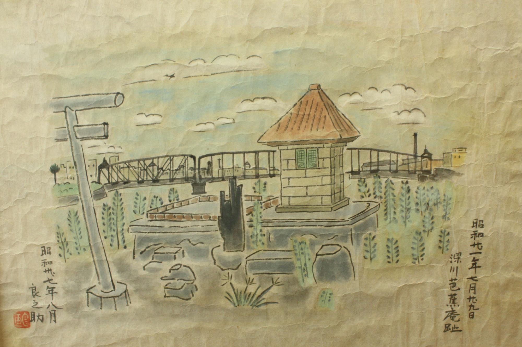 昭和21年当時の深川芭蕉庵址の図（福井良之助画）