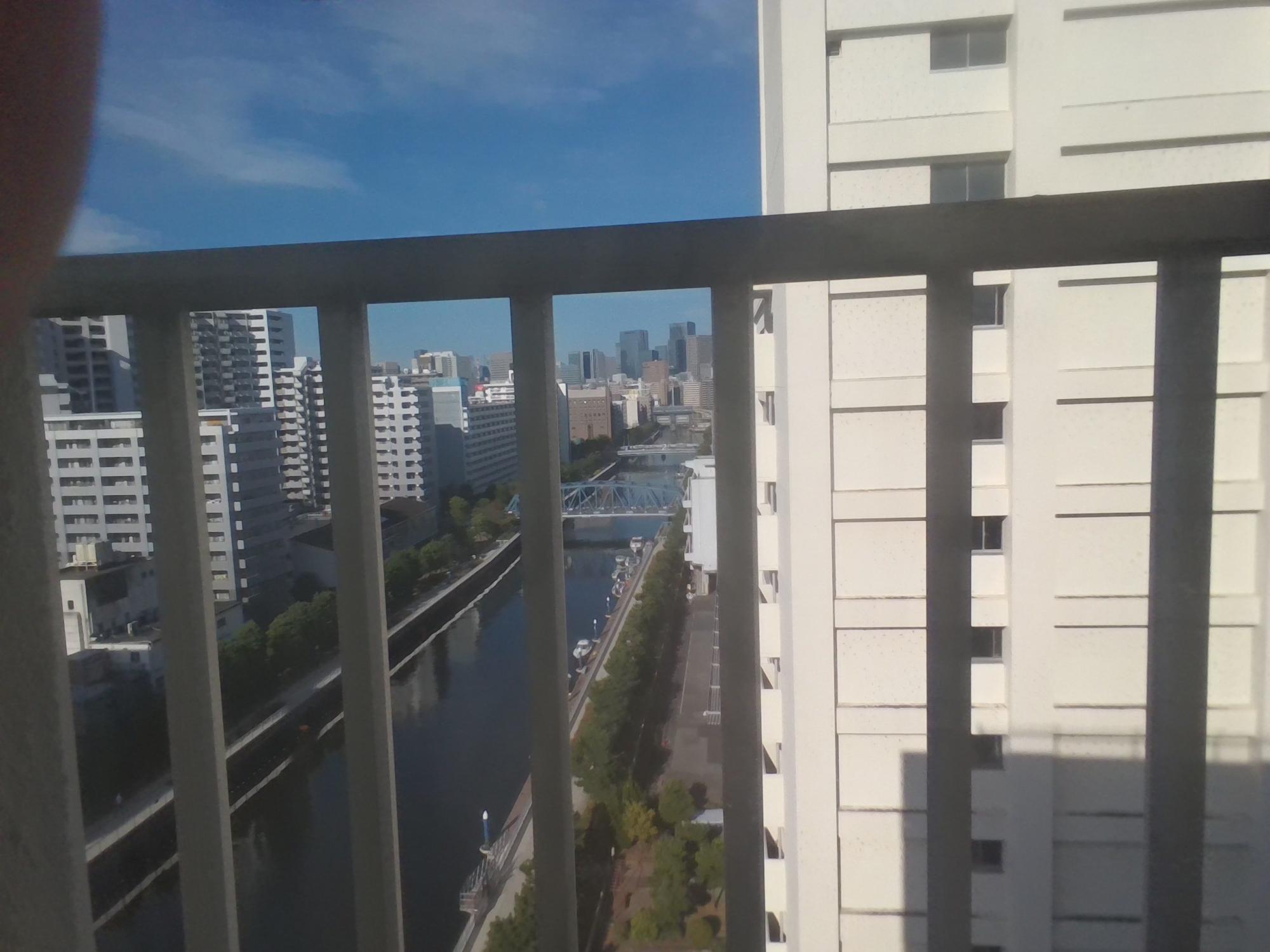 写真:夏の朝真下を見ると小名木川